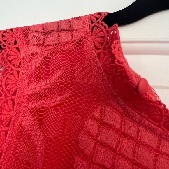 Maeve Anthropologie Coral Pink Mesh Pineapple Tank US 14 - Picture 4 of 4